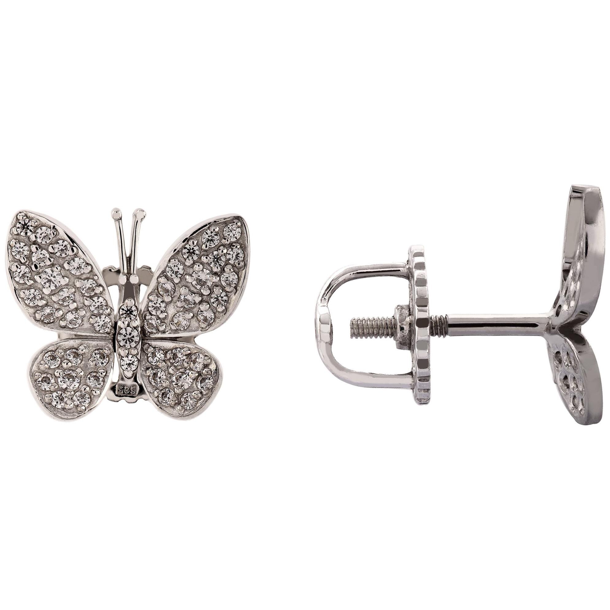 Золоті сережки 370213062001 з Білого золота з каменем К.Цирконій