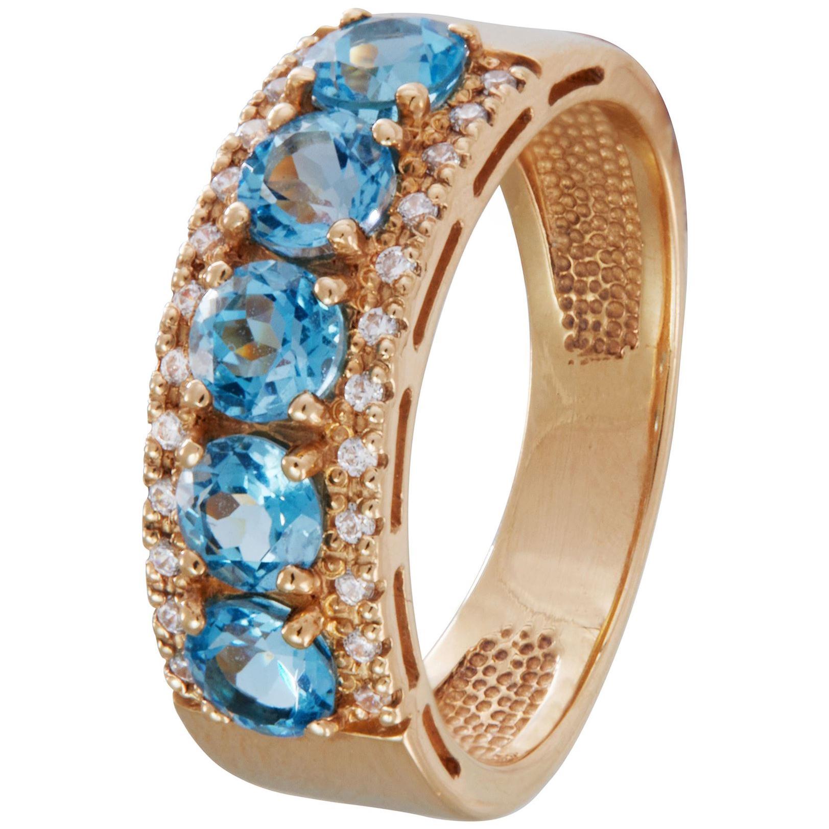 Золота каблучка 270181481005 з Червоного золота з каменем Топаз