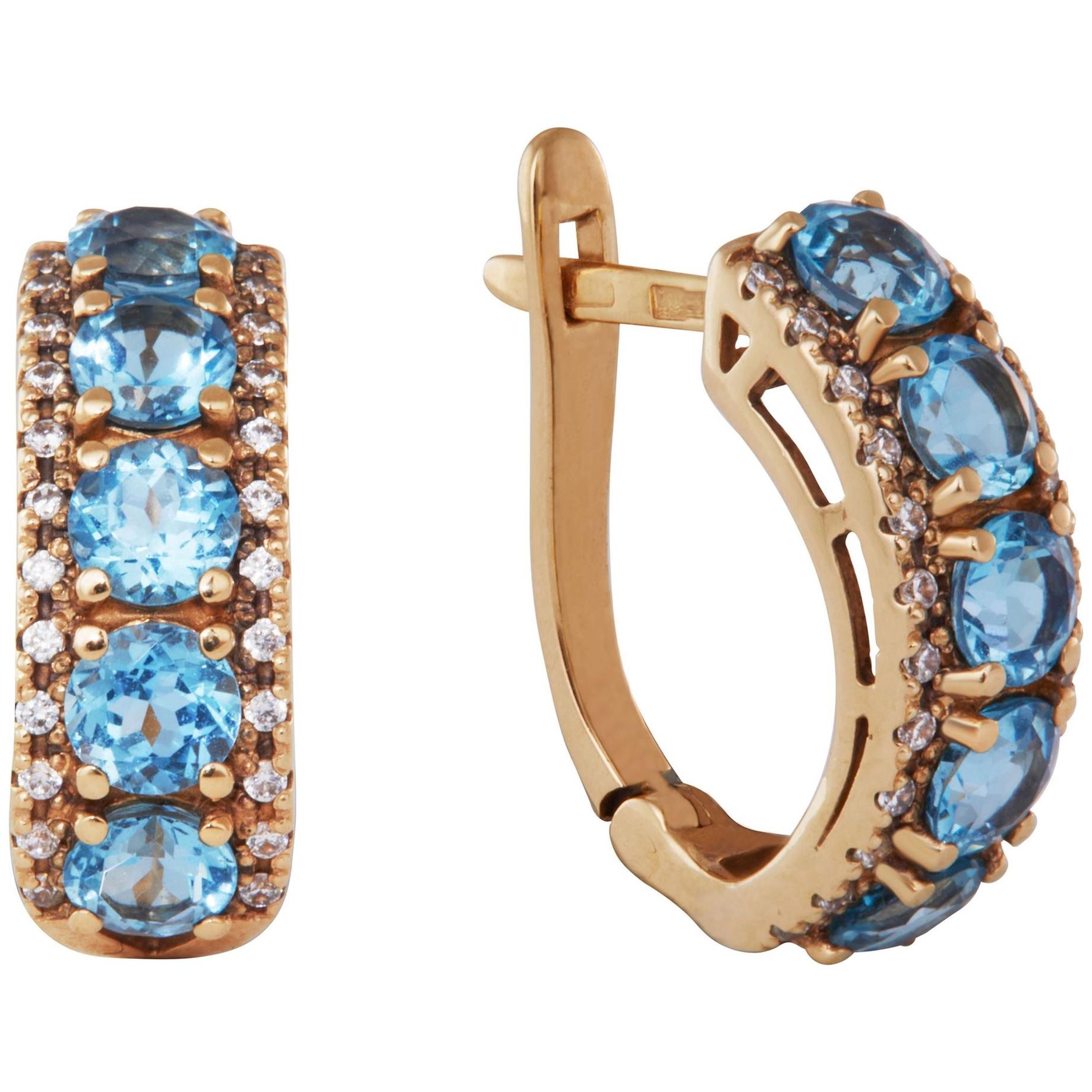 Золоті сережки 270263951005 з Червоного золота з каменем Топаз