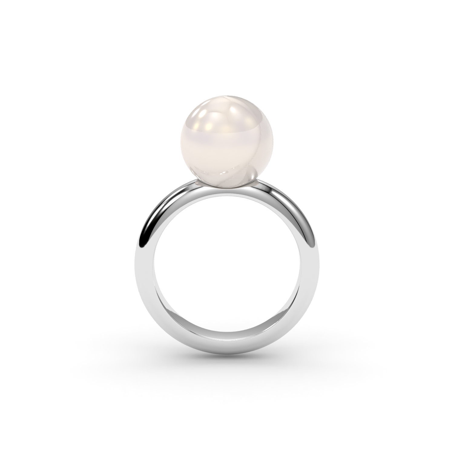 Золота каблучка 3701100182003 з Білого золота з каменем Перлина культ.